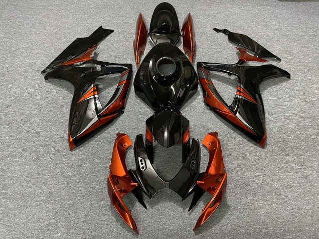 2006-2007 Noir & Orange Brûlé GSXR 600-750 Carénage Moto 2006-2007 Noir & Orange Brûlé GSXR 600-750 Carénage Moto