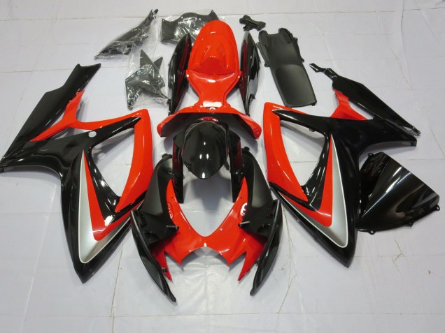 2006-2007 Orange Argent & Noir GSXR 600-750 Carénage Moto 2006-2007 Orange Argent & Noir GSXR 600-750 Carénage Moto