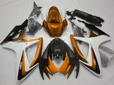 2006-2007 Orange & Blanc Débadgé GSXR 600-750 Carénage Moto