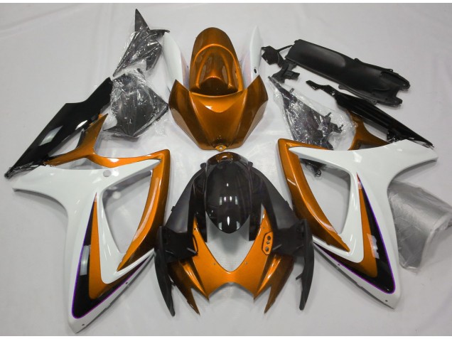 2006-2007 Orange & Blanc Débadgé GSXR 600-750 Carénage Moto 2006-2007 Orange & Blanc Débadgé GSXR 600-750 Carénage Moto