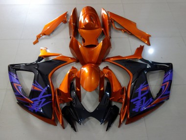 2006-2007 Orange Vif & Noir Brillant GSXR 600-750 Carénage Moto