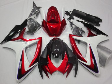 2006-2007 Rouge & Blanc Débadgé GSXR 600-750 Carénage Moto