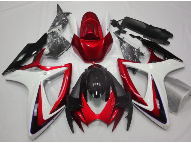 2006-2007 Rouge & Blanc Débadgé GSXR 600-750 Carénage Moto 2006-2007 Rouge & Blanc Débadgé GSXR 600-750 Carénage Moto