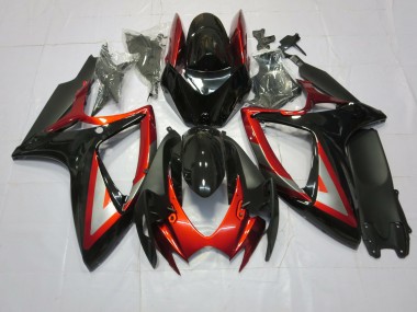2006-2007 Rouge Foncé Noir GSXR 600-750 Carénage Moto