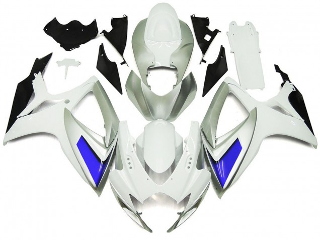 2006-2007 Style Argenté Blanc & Bleu Brillant GSXR 600-750 Carénage Moto 2006-2007 Style Argenté Blanc & Bleu Brillant GSXR 600-750 Carénage Moto