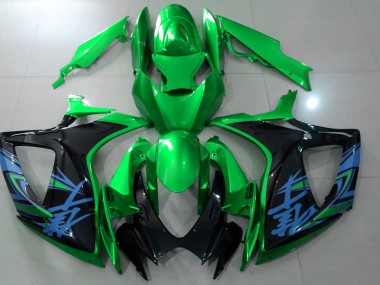2006-2007 Vert Brillant & Noir GSXR 600-750 Carénage Moto