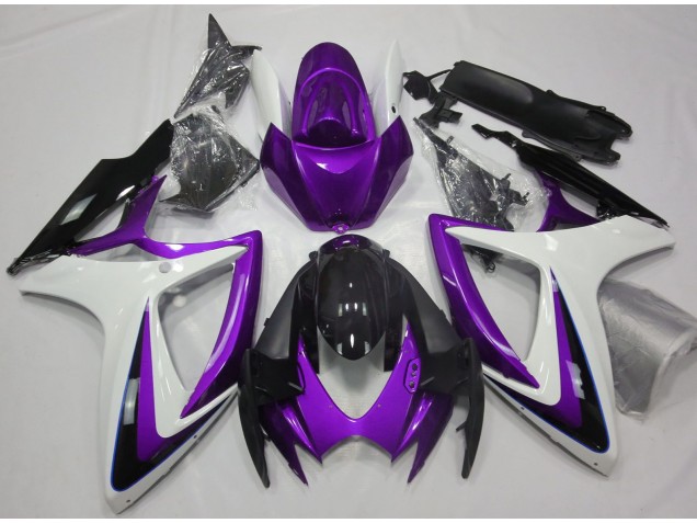 2006-2007 Violet & Blanc Débadgé GSXR 600-750 Carénage Moto 2006-2007 Violet & Blanc Débadgé GSXR 600-750 Carénage Moto