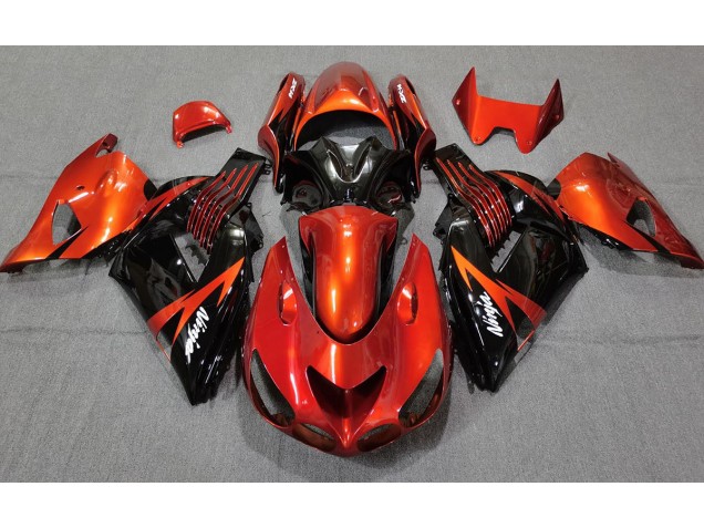 2006-2011 Orange Brûlé Noir ZX14R Carénage Moto 2006-2011 Orange Brûlé Noir ZX14R Carénage Moto