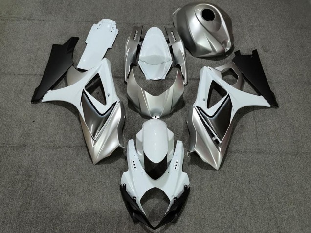2007-2008 Argent Blanc Personnalisé Avec Noir GSXR 1000 Carénage Moto 2007-2008 Argent Blanc Personnalisé Avec Noir GSXR 1000 Carénage Moto