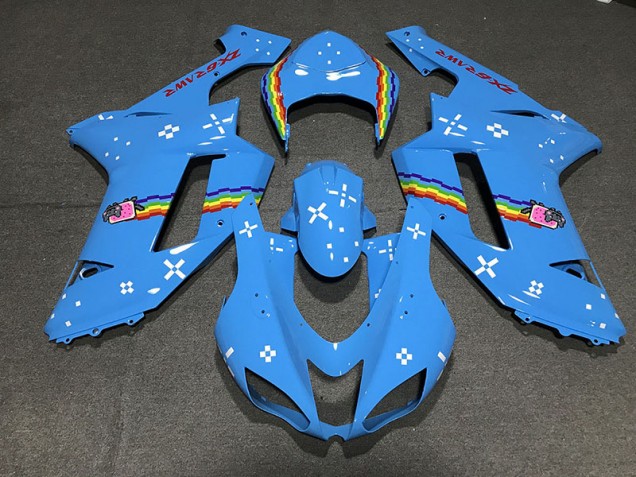 2007-2008 Bleu Clair Personnalisé ZX6R Carénage Moto 2007-2008 Bleu Clair Personnalisé ZX6R Carénage Moto