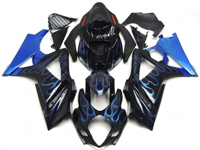 2007-2008 Bleu & Noir Personnalisés Flamme GSXR 1000 Carénage Moto 2007-2008 Bleu & Noir Personnalisés Flamme GSXR 1000 Carénage Moto