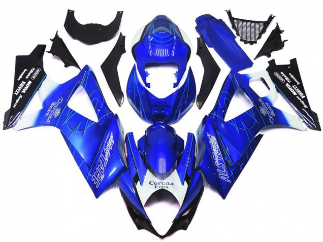 2007-2008 Bleu Vibrant Avec Blanc Corona GSXR 1000 Carénage Moto 2007-2008 Bleu Vibrant Avec Blanc Corona GSXR 1000 Carénage Moto