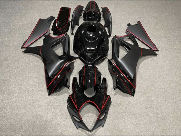 2007-2008 Garniture Noire & Rouge Mate & Brillante GSXR 1000 Carénage Moto 2007-2008 Garniture Noire & Rouge Mate & Brillante GSXR 1000 Carénage Moto