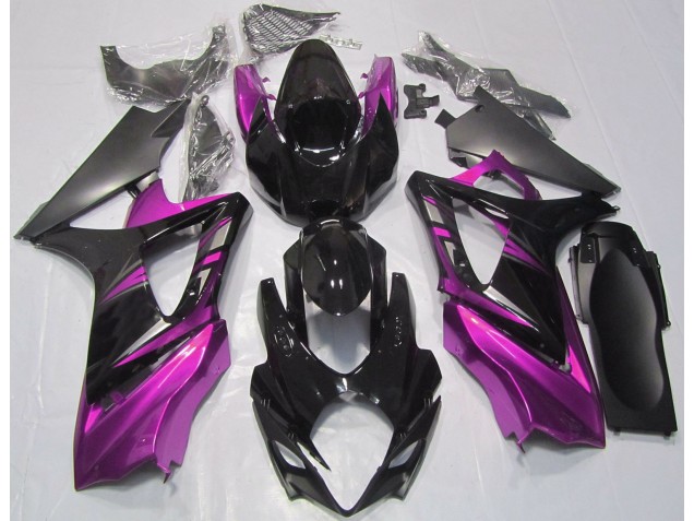 2007-2008 Noir Brillant & Rose GSXR 1000 Carénage Moto 2007-2008 Noir Brillant & Rose GSXR 1000 Carénage Moto