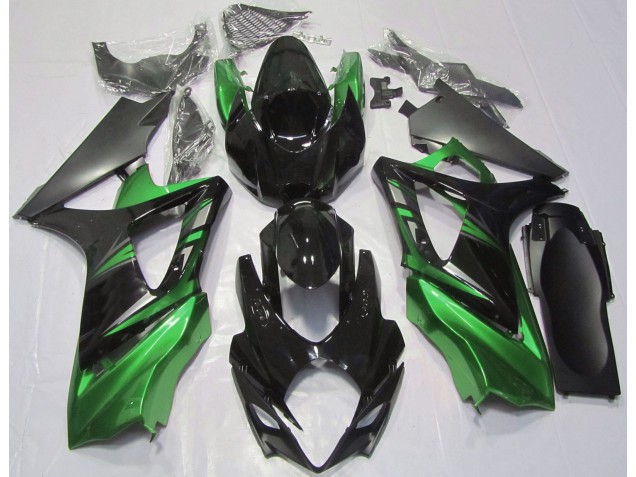 2007-2008 Noir Brillant & Vert GSXR 1000 Carénage Moto 2007-2008 Noir Brillant & Vert GSXR 1000 Carénage Moto