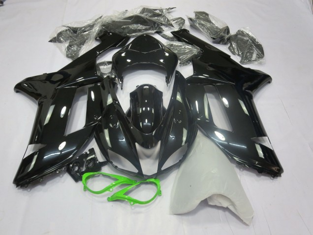 2007-2008 Noir Brillant Vert ZX6R Carénage Moto 2007-2008 Noir Brillant Vert ZX6R Carénage Moto
