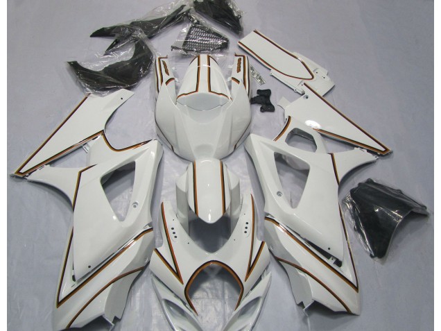 2007-2008 Rayure Épingle Orange Blanc Brillant GSXR 1000 Carénage Moto 2007-2008 Rayure Épingle Orange Blanc Brillant GSXR 1000 Carénage Moto