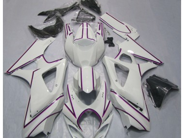 2007-2008 Rayure Épingle Rose Blanc Brillant GSXR 1000 Carénage Moto