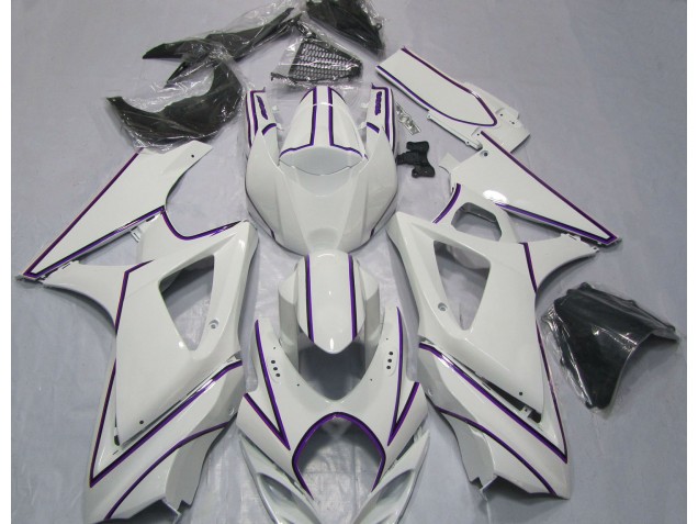 2007-2008 Rayure Épingle Violet Blanc Brillant GSXR 1000 Carénage Moto 2007-2008 Rayure Épingle Violet Blanc Brillant GSXR 1000 Carénage Moto