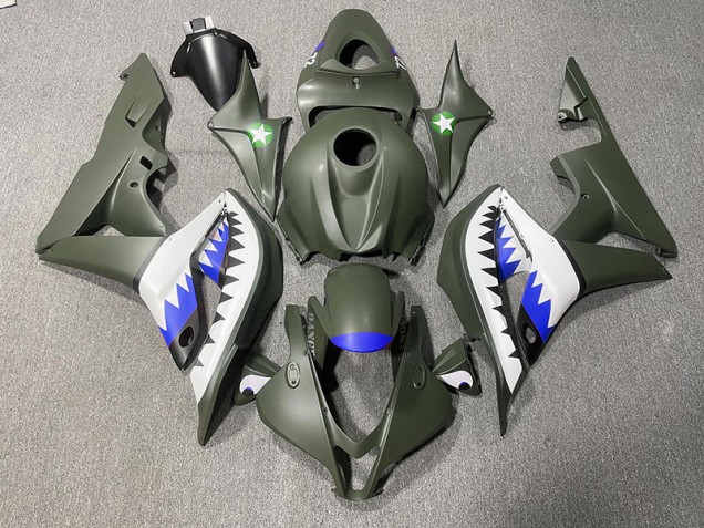 2007-2008 Requin Vert Mat & Bleu CBR600RR Carénage Moto 2007-2008 Requin Vert Mat & Bleu CBR600RR Carénage Moto