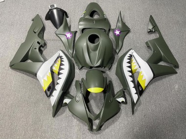 2007-2008 Requin Vert Mat & Jaune CBR600RR Carénage Moto