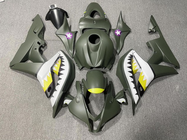 2007-2008 Requin Vert Mat & Jaune CBR600RR Carénage Moto 2007-2008 Requin Vert Mat & Jaune CBR600RR Carénage Moto