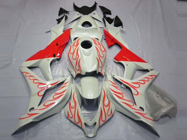 2007-2008 Rosso Fiamma Su Bianco CBR600RR Carénage Moto 2007-2008 Rosso Fiamma Su Bianco CBR600RR Carénage Moto