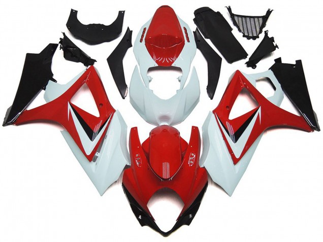 2007-2008 Rouge Brillant Avec Style Blanc OEM GSXR 1000 Carénage Moto 2007-2008 Rouge Brillant Avec Style Blanc OEM GSXR 1000 Carénage Moto