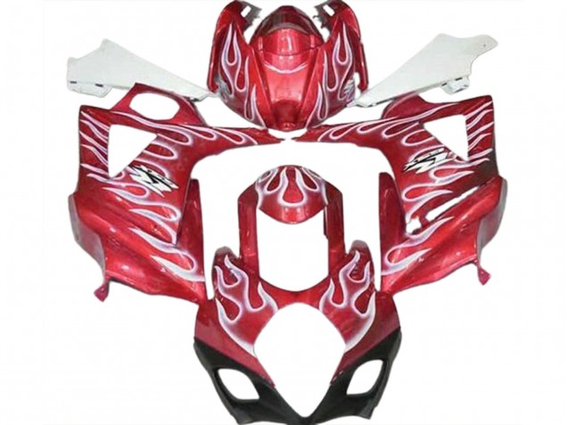 2007-2008 Rouge Brillant & Blanc Flamme GSXR 1000 Carénage Moto 2007-2008 Rouge Brillant & Blanc Flamme GSXR 1000 Carénage Moto