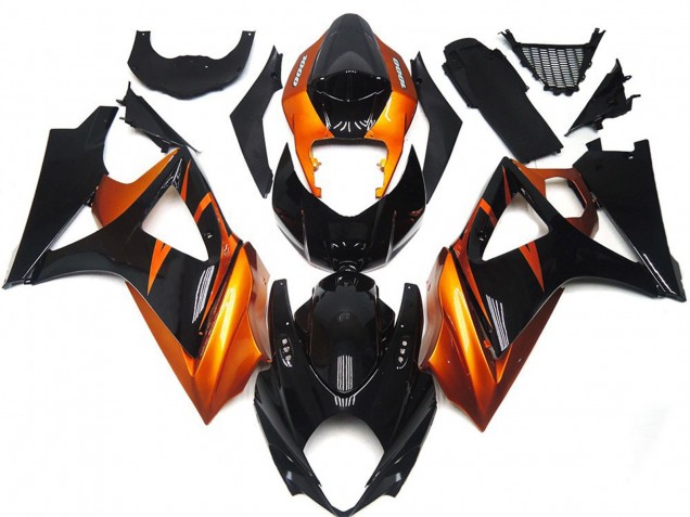 2007-2008 Style Orange & Noir Brillant GSXR 1000 Carénage Moto 2007-2008 Style Orange & Noir Brillant GSXR 1000 Carénage Moto