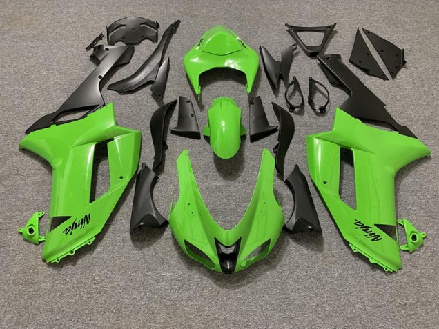 2007-2008 Vert Brillant & Noir Mat ZX6R Carénage Moto 2007-2008 Vert Brillant & Noir Mat ZX6R Carénage Moto
