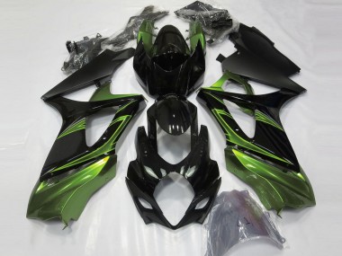 2007-2008 Vert Électrique & Noir Brillant GSXR 1000 Carénage Moto