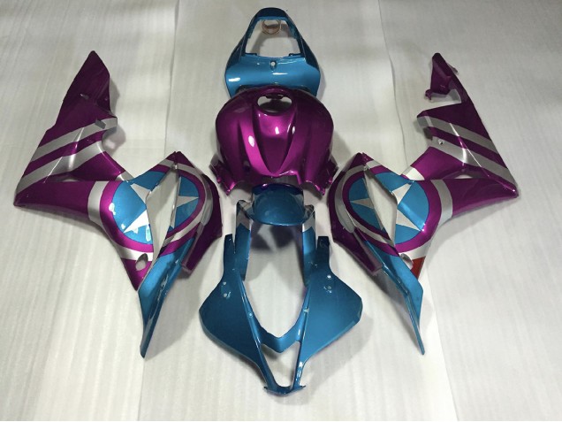 2007-2008 Violet & Bleu Clair Captain America CBR600RR Carénage Moto 2007-2008 Violet & Bleu Clair Captain America CBR600RR Carénage Moto
