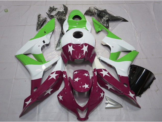 2007-2008 Étoiles & Rayures Vertes & Marron CBR600RR Carénage Moto 2007-2008 Étoiles & Rayures Vertes & Marron CBR600RR Carénage Moto