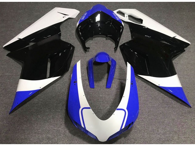 2007-2014 Bleu Brillant Blanc & Noir Ducati 848 1098 1198 Carénage Moto 2007-2014 Bleu Brillant Blanc & Noir Ducati 848 1098 1198 Carénage Moto