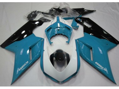 2007-2014 Bleu Clair Brillant & Blanc Ducati 848 1098 1198 Carénage Moto