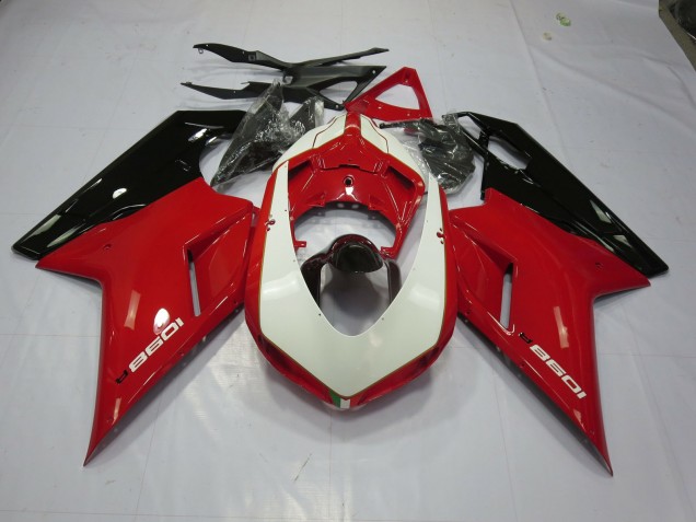 2007-2014 Rouge & Blanc Ducati 848 1098 1198 Carénage Moto 2007-2014 Rouge & Blanc Ducati 848 1098 1198 Carénage Moto