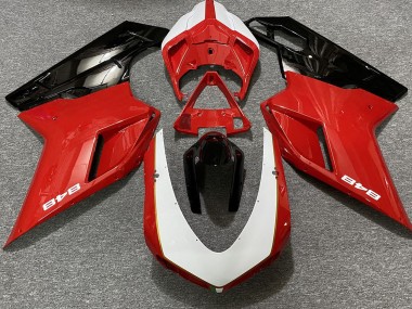 2007-2014 Rouge Brillant & Blanc (Autocollant 848) Ducati 848 1098 1198 Carénage Moto