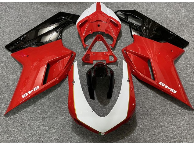 2007-2014 Rouge Brillant & Blanc (Autocollant 848) Ducati 848 1098 1198 Carénage Moto 2007-2014 Rouge Brillant & Blanc (Autocollant 848) Ducati 848 1098 1198 Carénage Moto