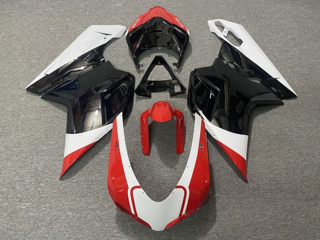 2007-2014 Rouge Brillant Blanc & Noir Ducati 848 1098 1198 Carénage Moto 2007-2014 Rouge Brillant Blanc & Noir Ducati 848 1098 1198 Carénage Moto