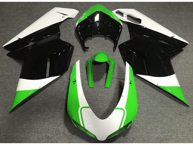 2007-2014 Vert Brillant Blanc & Noir Ducati 848 1098 1198 Carénage Moto 2007-2014 Vert Brillant Blanc & Noir Ducati 848 1098 1198 Carénage Moto