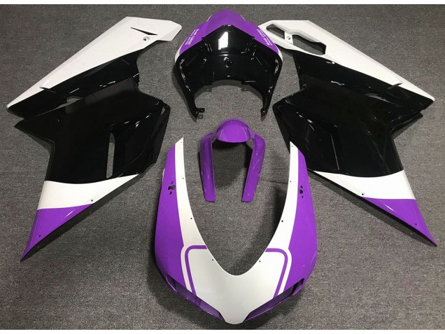 2007-2014 Violet Brillant Blanc & Noir Ducati 848 1098 1198 Carénage Moto 2007-2014 Violet Brillant Blanc & Noir Ducati 848 1098 1198 Carénage Moto