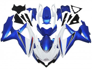 2008-2010 Blanc Brillant Brillant Avec Argent & Bleu GSXR 600-750 Carénage Moto