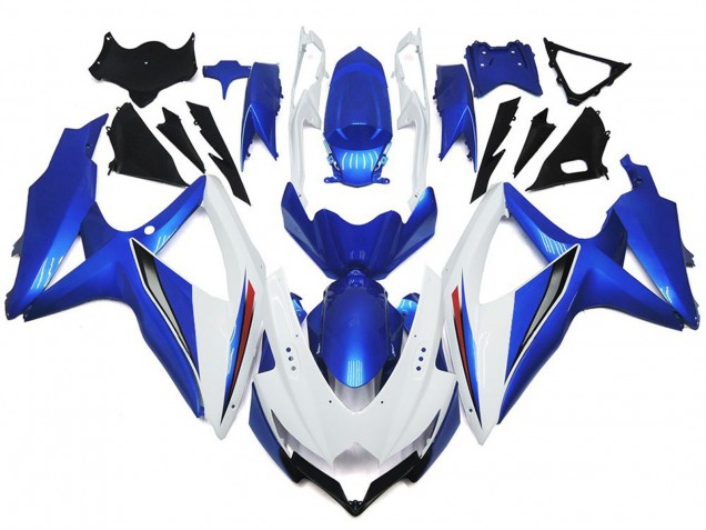 2008-2010 Blanc Brillant Brillant Avec Argent & Bleu GSXR 600-750 Carénage Moto 2008-2010 Blanc Brillant Brillant Avec Argent & Bleu GSXR 600-750 Carénage Moto