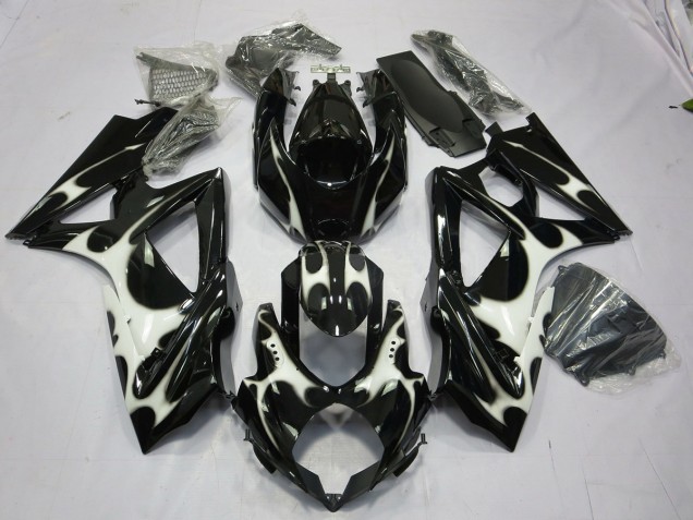 2008-2010 Conception Noir & Blanc GSXR 600-750 Carénage Moto 2008-2010 Conception Noir & Blanc GSXR 600-750 Carénage Moto