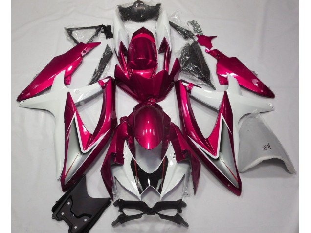 2008-2010 Rouge Brillant & Blanc GSXR 600-750 Carénage Moto 2008-2010 Rouge Brillant & Blanc GSXR 600-750 Carénage Moto