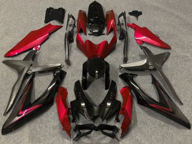 2008-2010 Rouge Brillant & Vert R GSXR 600-750 Carénage Moto