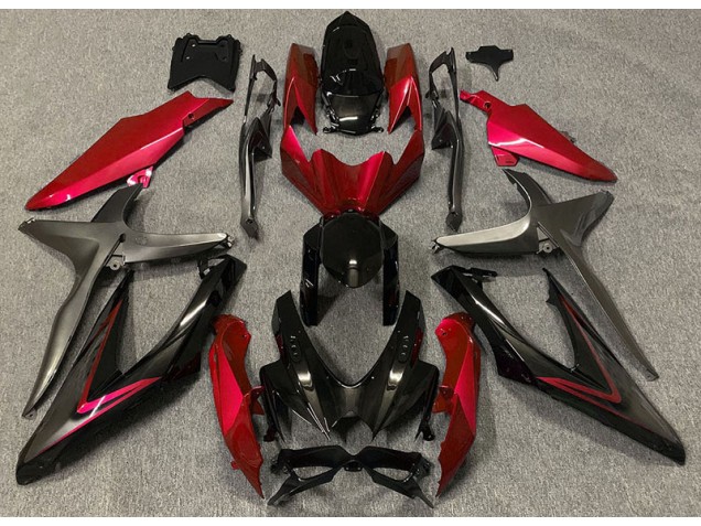 2008-2010 Rouge Brillant & Vert R GSXR 600-750 Carénage Moto 2008-2010 Rouge Brillant & Vert R GSXR 600-750 Carénage Moto