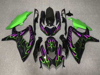 2008-2010 Vert & Magenta Flamme GSXR 600-750 Carénage Moto