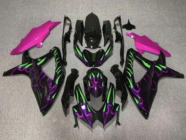 2008-2010 Violet & Vert Flamme GSXR 600-750 Carénage Moto